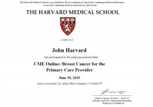 Cme Certificate Template Harvard Diploma Template Dtk Templates