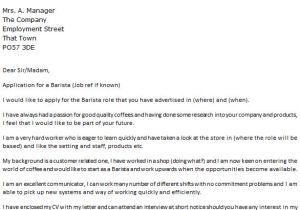 Coffee Barista Cover Letter Barista Cover Letter Example Icover org Uk