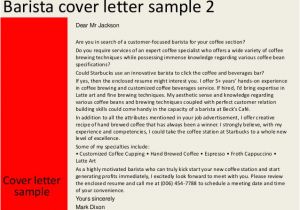 Coffee Barista Cover Letter Barista Cover Letter