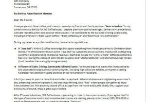 Coffee Barista Cover Letter Barista Cover Letter Sample Monster Com