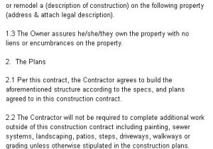 Commercial Construction Contract Template Construction Contract Agreement Template From Laws Com