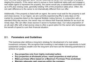 Commercial Real Estate Business Plan Template Business Plan Template for Real Estate Investment