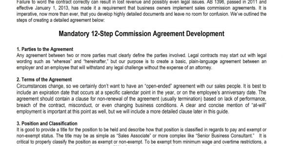 Commission Based Employment Contract Template Sales Commission Agreement Template