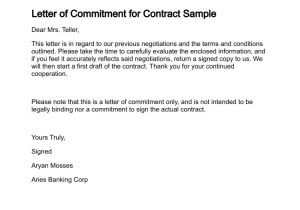 Commitment Contract Template Letter Of Commitment