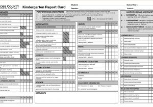 Common Core Report Card Template Kindergarten Report Card Template Template