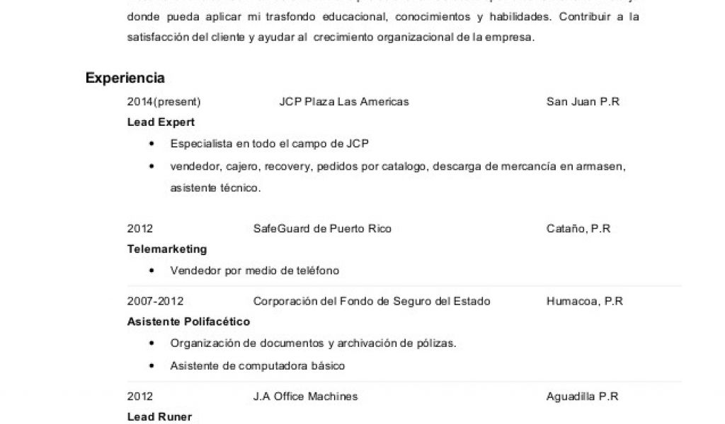 Como Hacer Un Resume De Trabajo Profesional Mi Resume Para Trabajo