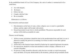 Company Code Of Ethics Template Business Ethics Coca Cola