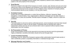 Company Email Policy Template Email Policy Strict Template Sample form Biztree Com