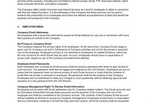 Company Email Policy Template Employee Email Policies Long Template Sample form