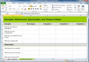 Competitor Analysis Template Xls How to Create A Swot Analysis