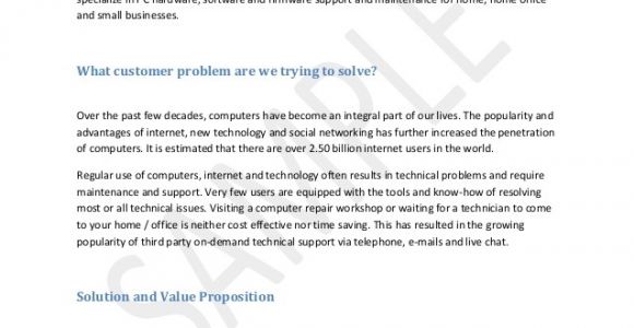 Computer Repair Business Plan Template Free Pdf Business Plan Sample