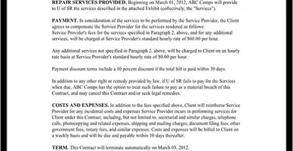 Computer Repair Contract Template Free Computer Service Contract Repair Computer Template