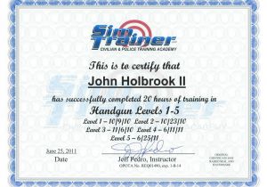 Concealed Carry Certificate Template I Completed the Handgun I V Courses at Sim Trainer