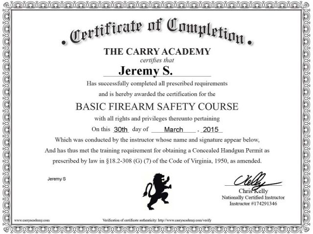 Concealed Carry Certificate Template Review the Carry Academy 39 S ...