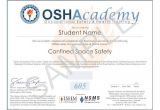 Confined Space Certificate Template Best Photos Of Osha Certificate Template Osha Training