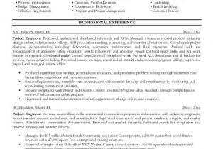 Construction Planning Engineer Resume Sample Project Engineer Resume Free Excel Templates