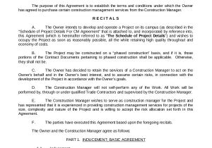 Construction Project Manager Contract Template 9 Sample Construction Management Agreements Word Pdf