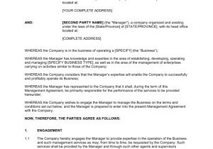 Construction Project Manager Contract Template Management Agreement Template Word Pdf by Business