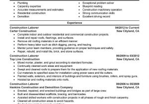 Construction Resume Templates Construction Professional Laborer Resume Examples