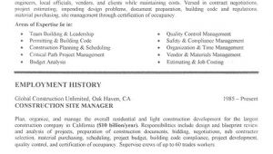 Construction Resume Templates Construction Resume Examples Project Scope Template