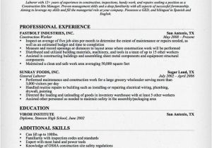 Construction Resume Templates Construction Worker Resume Sample Resume Genius