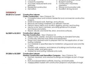 Construction Resume Templates Unforgettable Construction Labor Resume Examples to Stand