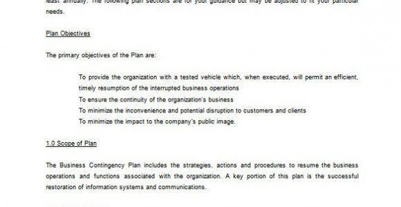 Contingency Plan Template for A Small Business Contingency Plan Template 9 Free Word Pdf Documents