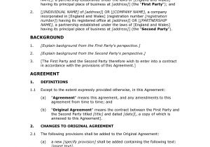 Contract Amendment Template Uk Amendment Agreement Docular