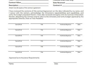 Contract Approval form Template Sample Contract forms