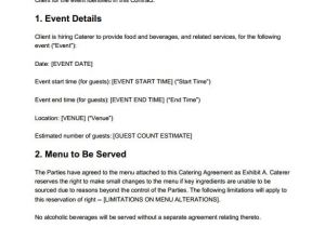 Contract for Catering Services Template Catering Contract Templates Find Word Templates