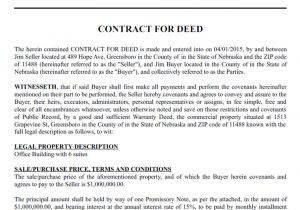 Contract for Deed Template Illinois Contract for Deed Template Create A Free Contract for