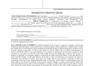Contract for Deed Template Illinois Illinois Warranty Deed In Trust Legal forms and Business