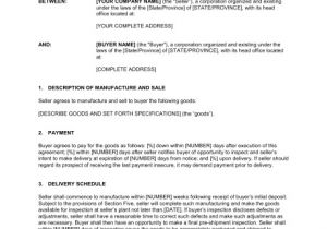Contract for Goods and Services Template Contract for the Manufacture and Sale Of Goods Template