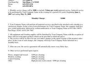 Contract for Janitorial Services Template Janitorial Service Agreement by Hgh19249 Sample