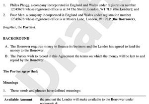 Contract for Loaning Money Template Loan Agreement Loan Contract Loan Agreement Template