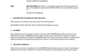 Contract for Sale Of Goods Template Contract for the Manufacture and Sale Of Goods Template
