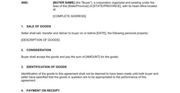 Contract for Sale Of Goods Template Free Contract for the Sale Of Goods Template Sample form