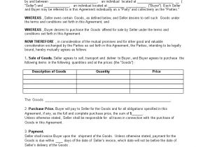 Contract for Sale Of Goods Template Sale Of Goods Contract Template Templates at