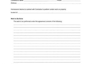 Contract for Work to Be Done Template Home Repairs Agreement Between A Homeowner and A
