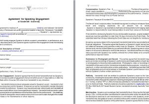 Contract Of Engagement Template Speaker Engagement Contract Free Sample Example form