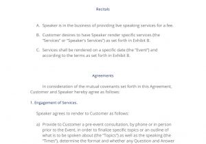 Contract Of Engagement Template Speaking Engagement Contract 3 Easy Steps