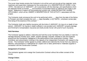 Contract Templates for Contractors Agreement Freewordtemplates Net
