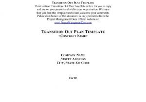 Contract Transition Plan Template Transition Out Plan