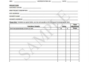 Contract Variation form Template Sample Contract forms