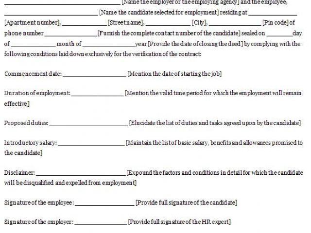 Contracts Of Employment Templates Free Printable Employment Contract ...