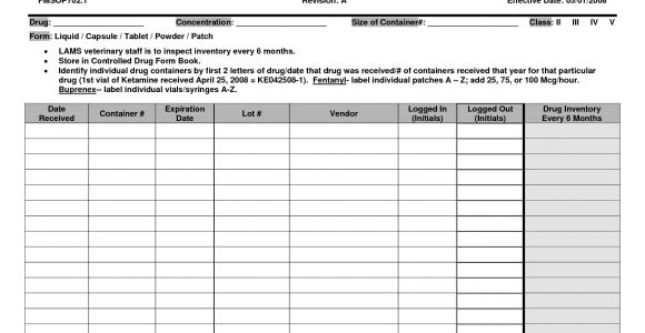 Controlled Drug Register Template 8 Best Images Of Inventory Receipt form Inventory List