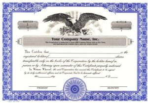 Corporation Stock Certificate Template Custom Printed Certificates Corporation Corporation