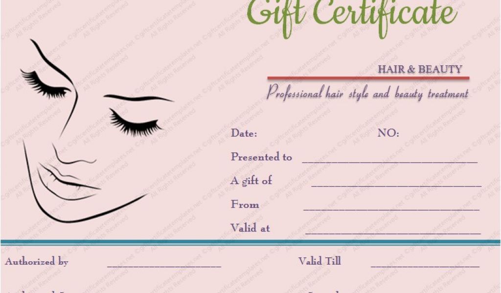 Cosmetology Certificate Template Printable Simple Hair and Beauty Gift