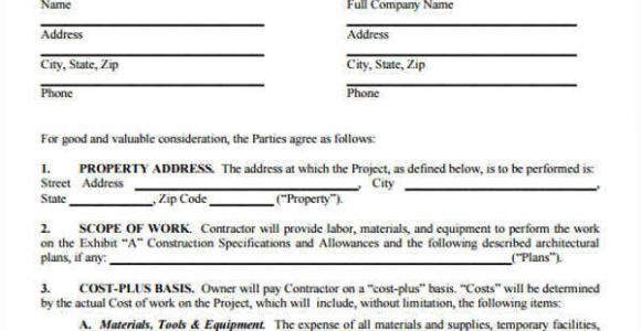 Cost Plus Building Contract Template 7 Construction Contract Templates Word Google Docs