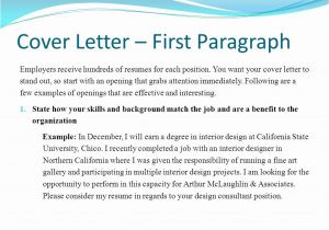 Cover Letter 1st Paragraph Career Project Part Iii Ppt Video Online Download